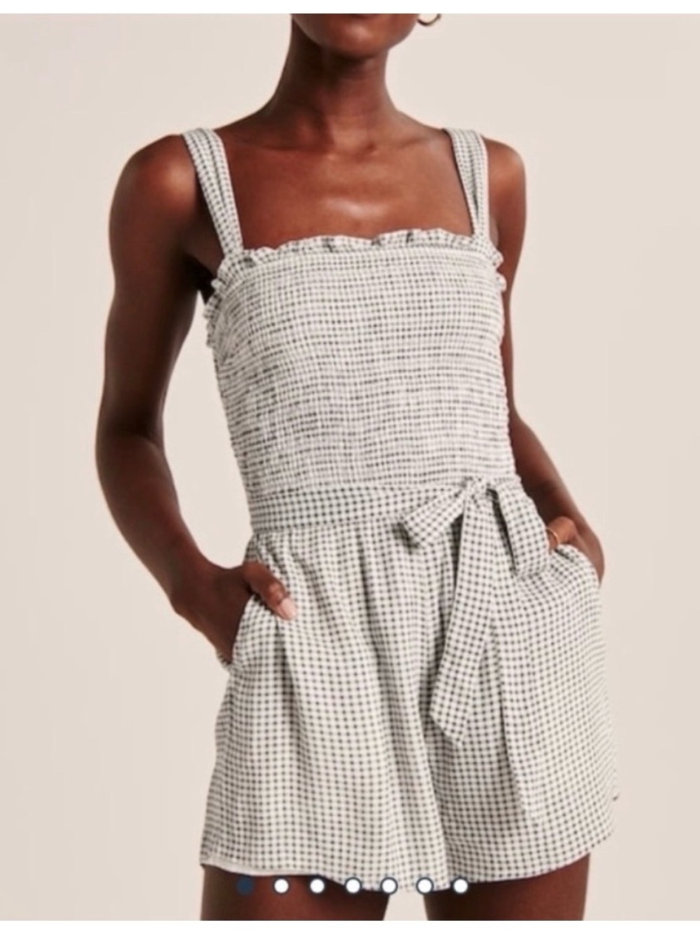 Abercrombie & Fitch Black and White Gingham Smocked Romper Sz M